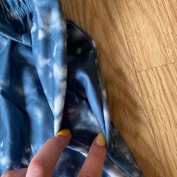 2 Piece Tie Dye Short Sleeve Long Pants Lounge Set Blue Gray Large - Picture 9 of 12